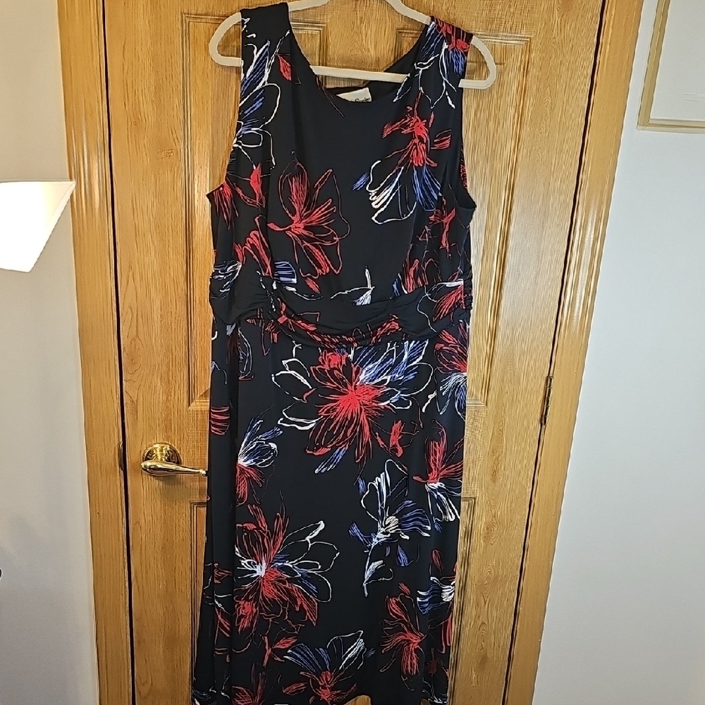 NorthStyle Navy Dress with Red and Blue Floral Design